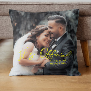 Officially Tied wedding announcement Cushion