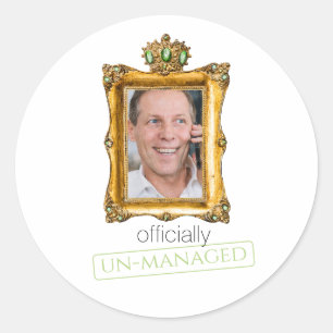 officially unmanaged classic round sticker