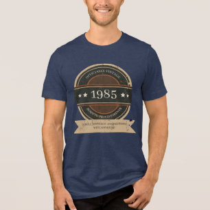 Officially Vintage 198X Funny Premium 40+ Birthday Tri-Blend Shirt