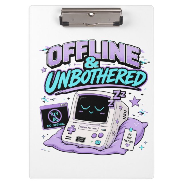 Offline And Unbothered Retro Sticker Clipboard (Front)