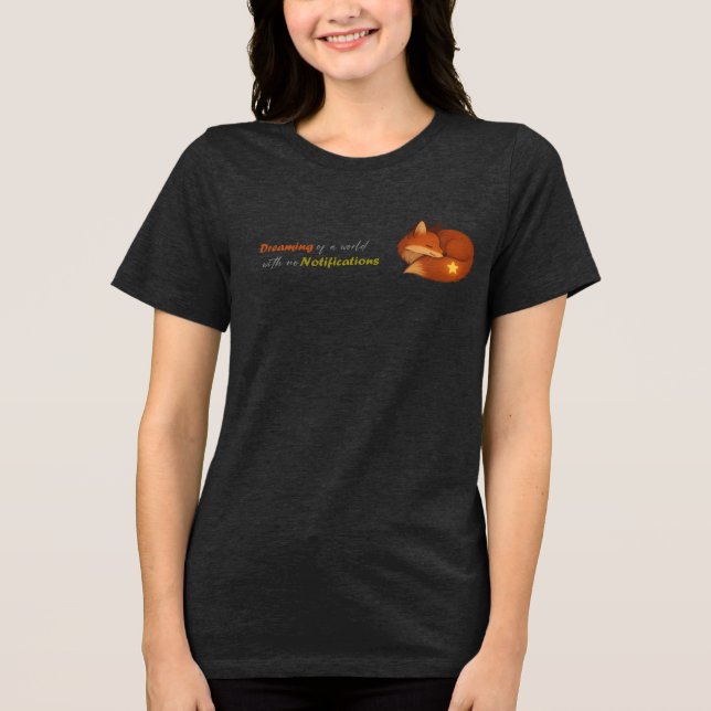 "Offline Dreams – Sleeping Fox Minimalist " Tri-Blend Shirt (Front)