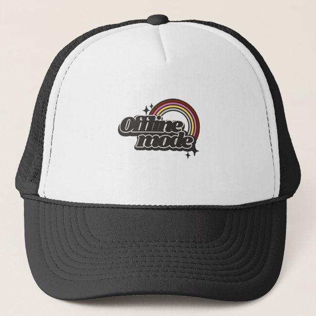 Offline Mode | Funny Minimalist Graphic  Trucker Hat (Front)