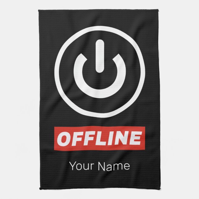 Offline Power Button To Relax Chill Or Switch Off Tea Towel (Vertical)