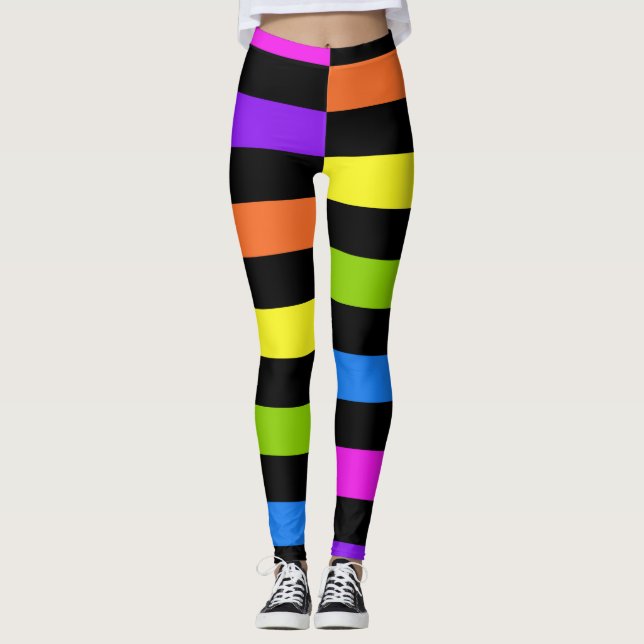 Offset Blocks of Bright Colours with Black Leggings (Front)
