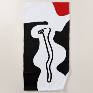 Offset Chamber: Abstract Black, White & Red Beach Towel