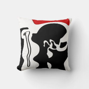 Offset Chamber: Abstract Black, White & Red Cushion