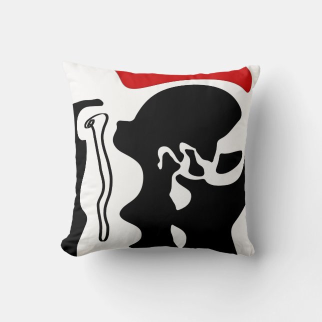 Offset Chamber: Abstract Black, White & Red Cushion (Front)