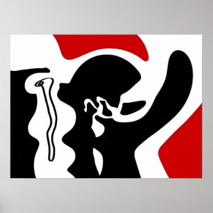 Offset Chamber: Abstract Black, White & Red Poster