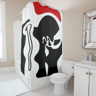 Offset Chamber: Abstract Black, White & Red Shower Curtain