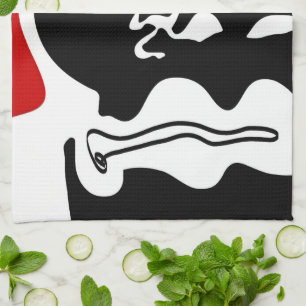 Offset Chamber: Abstract Black, White & Red Tea Towel