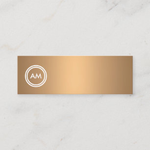Offset Circle Monogram on Faux Copper Mini Business Card