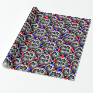 Offset Double Yin Yang Spiral by Kenneth Yoncich Wrapping Paper