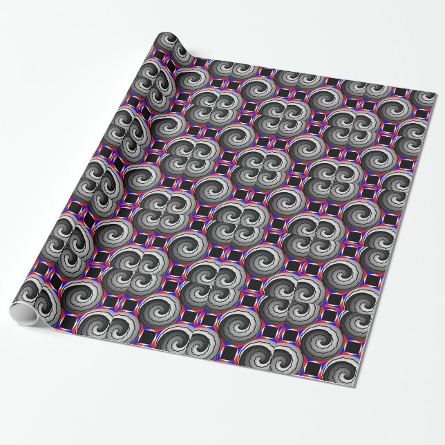 Offset Double Yin Yang Spiral by Kenneth Yoncich Wrapping Paper (Unrolled)