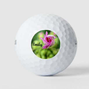Offset Pink Bud Personalised Golf Balls