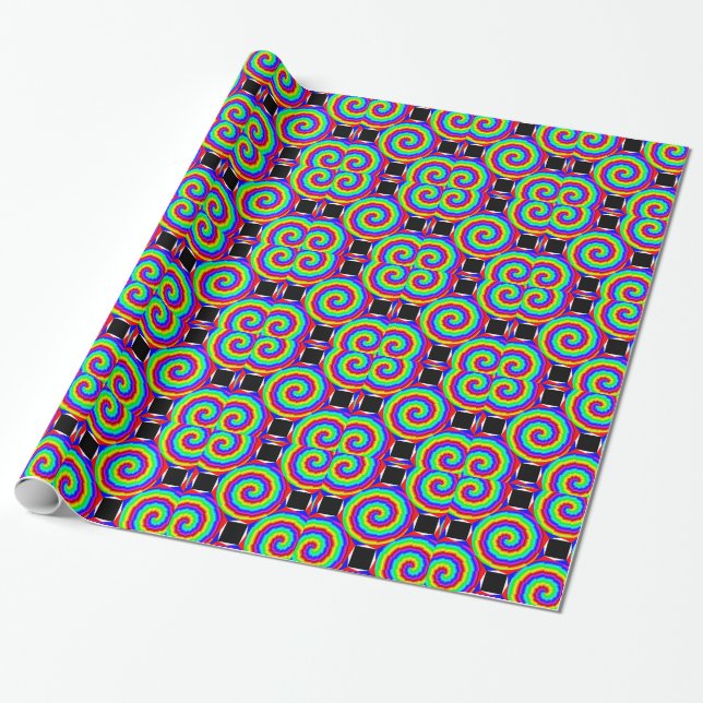 Offset Rainbow Spiral by Kenneth Yoncich Wrapping Paper (Unrolled)