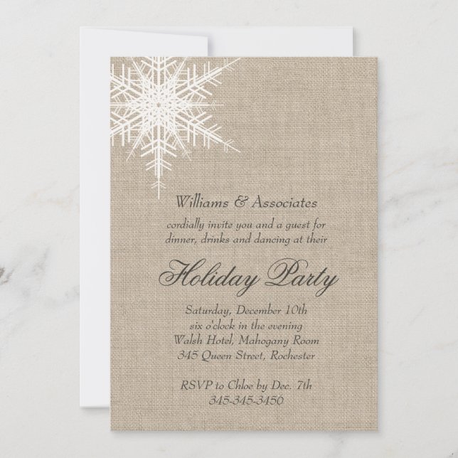 Offset Rustic Snowflake Corporate Holiday Invite (Front)
