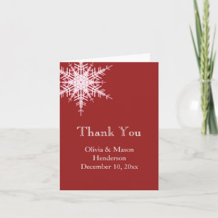 Offset Snowy Red Thank You Card