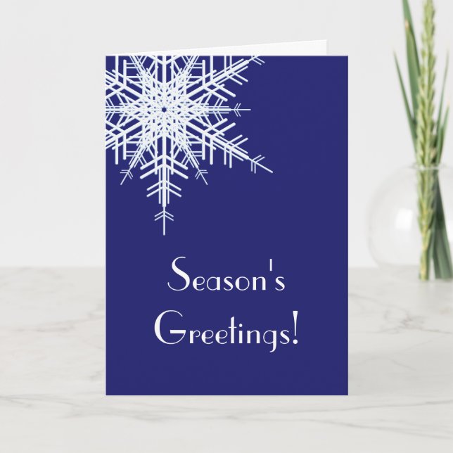 Offset Snowy Snowflake Holiday Card (Front)