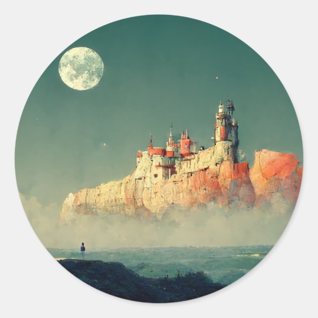 Offshore Citadel Fantasy Sci-Fi Classic Round Sticker (Front)