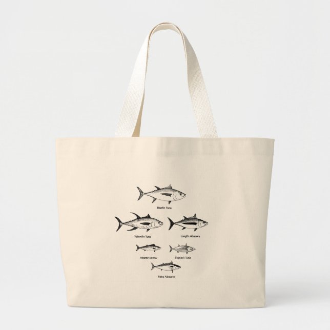 Offshore Fishing - Tuna Logo Large Tote Bag (Front)