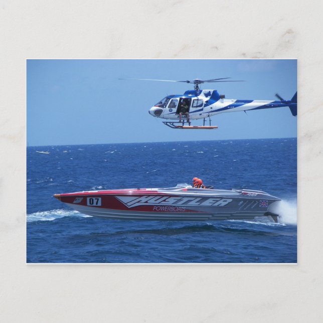 Offshore Powerboat And Helicopter Postcard (Front)
