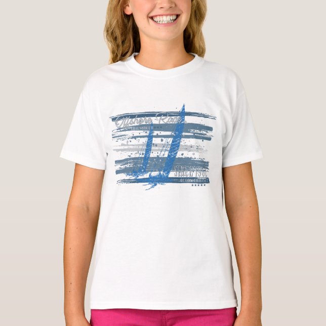 Offshore Yacht Race – Nautical Sailboat Ocean T-Shirt (Front)