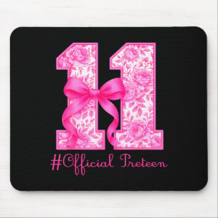 Oficial Preteen 11th Birthday Girl Pink Coquette B Mouse Pad