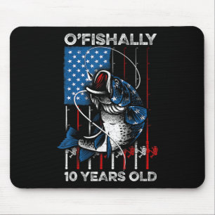 Ofishally 10 Year Old Shirt 10th Birthday Fishing Mouse Pad