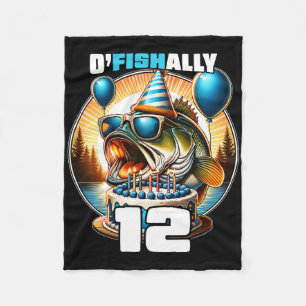 O'fishally 12 Years Old Fishing Birthday 12th Bday Fleece Blanket