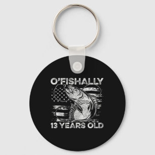 Ofishally 13 Year Old Shirt 13th Birthday Fishing Key Ring