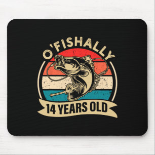 Ofishally 14 Years Old Fisherman Fishing 14th Birt Mouse Pad
