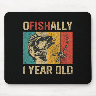 Ofishally 1 Year Old Funny Fishing Birthday Fisher Mouse Pad