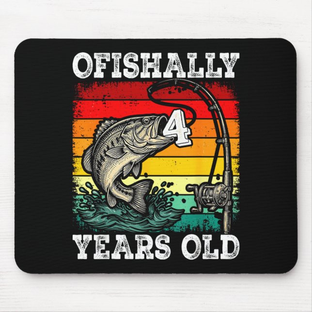 Ofishally 4 years old funny fishing birthday mouse pad (Front)