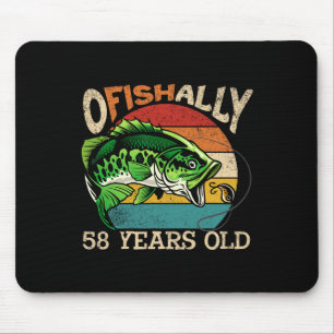 Ofishally 58 Years Old Fishing Birthday Theme Part Mouse Pad