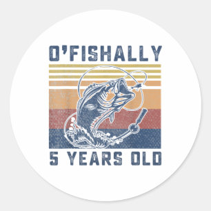 Ofishally 5 Year Old Shirt 5th Birthday Fishing Us Classic Round Sticker