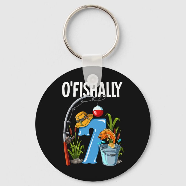 O'fishally 7 Years Old 7th Birthday Fishing 1  Key Ring (Front)