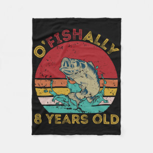 Ofishally 8 Years Old Funny Fishing Birthday Fishe Fleece Blanket