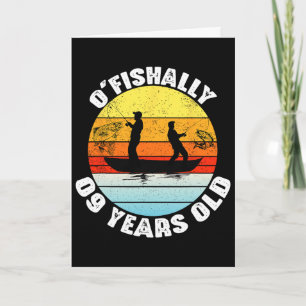 O'fishally 9 Years Old Fishing Birthday Theme Part Card