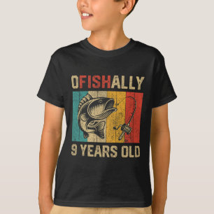 Ofishally 9 Years Old Funny Fishing Birthday Fishe T-Shirt