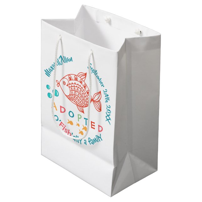OFish'ally A Family Fish Themed Adoption Supplies Medium Gift Bag (Front Angled)