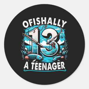 Ofishally A Teenager 13th Birthday 13 Year Boy Fis Classic Round Sticker