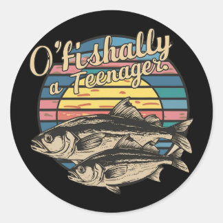 O'fishally A Teenager 13th Birthday Funny Fishing  Classic Round Sticker