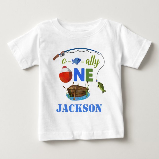 Ofishally ONE baby t-shirt O-fish-ally Big ONE boy (Front)