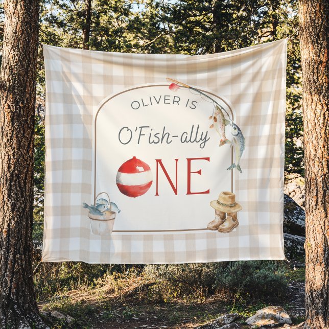 Ofishally One Birthday Personalized Banner  Tapestry (Creator Uploaded)