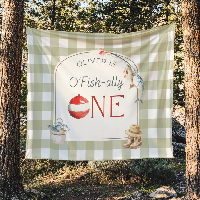 Ofishally One Birthday Personalized Banner  Tapestry (Creator Uploaded)