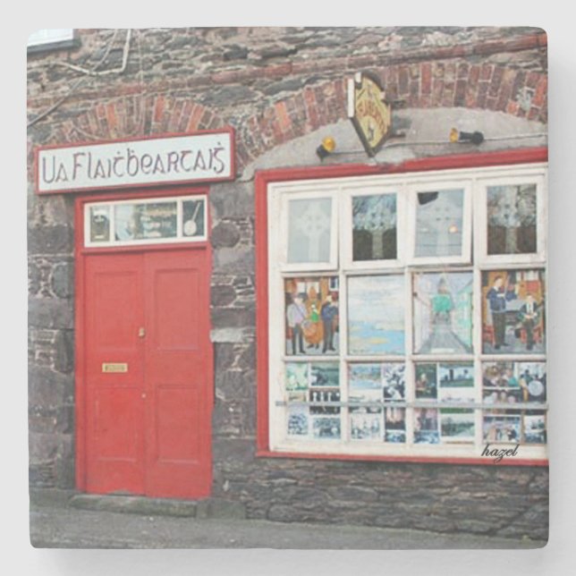 O'Flahertys Pub, Dingle, Irish Pub Coaster. Stone Coaster (Front)