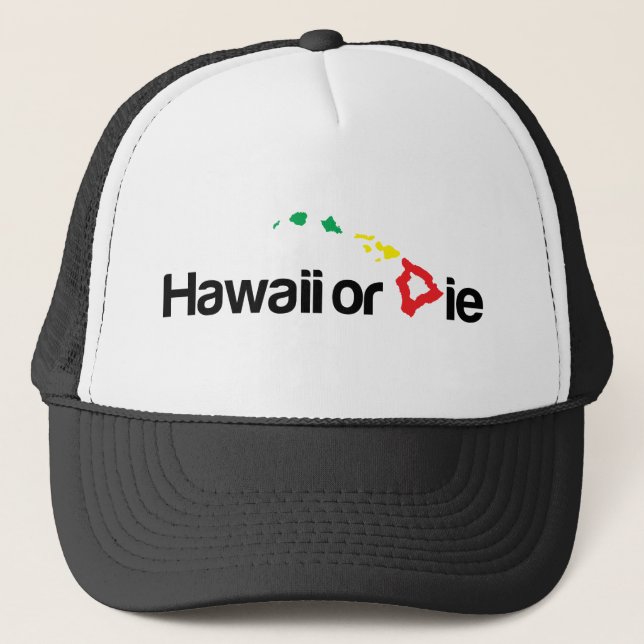 OG Hawaii Or Die Logo - Rasta Colours Trucker Hat (Front)