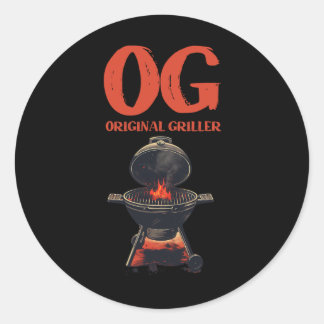 Og Original Griller Bbq Byrbecue Pitmaster Grill S Classic Round Sticker