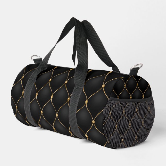 Ogee Black Gold Diamonds Tufted Duffle Bag (Right Corner)