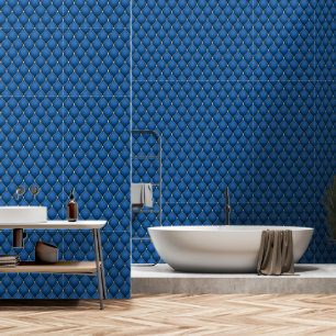 Ogee Gold Diamond Tufted Navy Blue Wallpaper